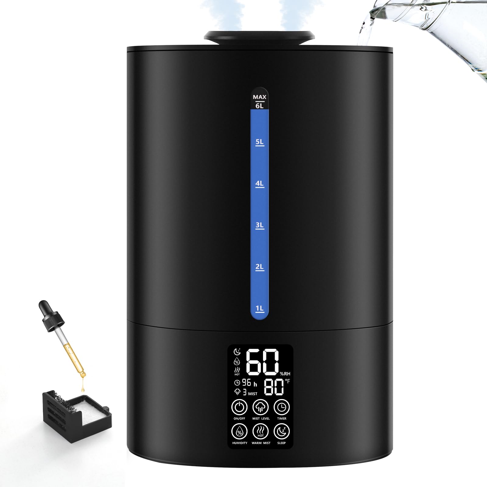 6L Humidifiers for Bedroom Large Room Home, Cool and Warm Humidifier for Plants Mist