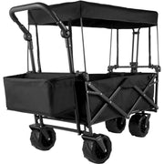 Collapsible Wagon with Removable Canopy, Heavy Duty Folding Beach Wagon