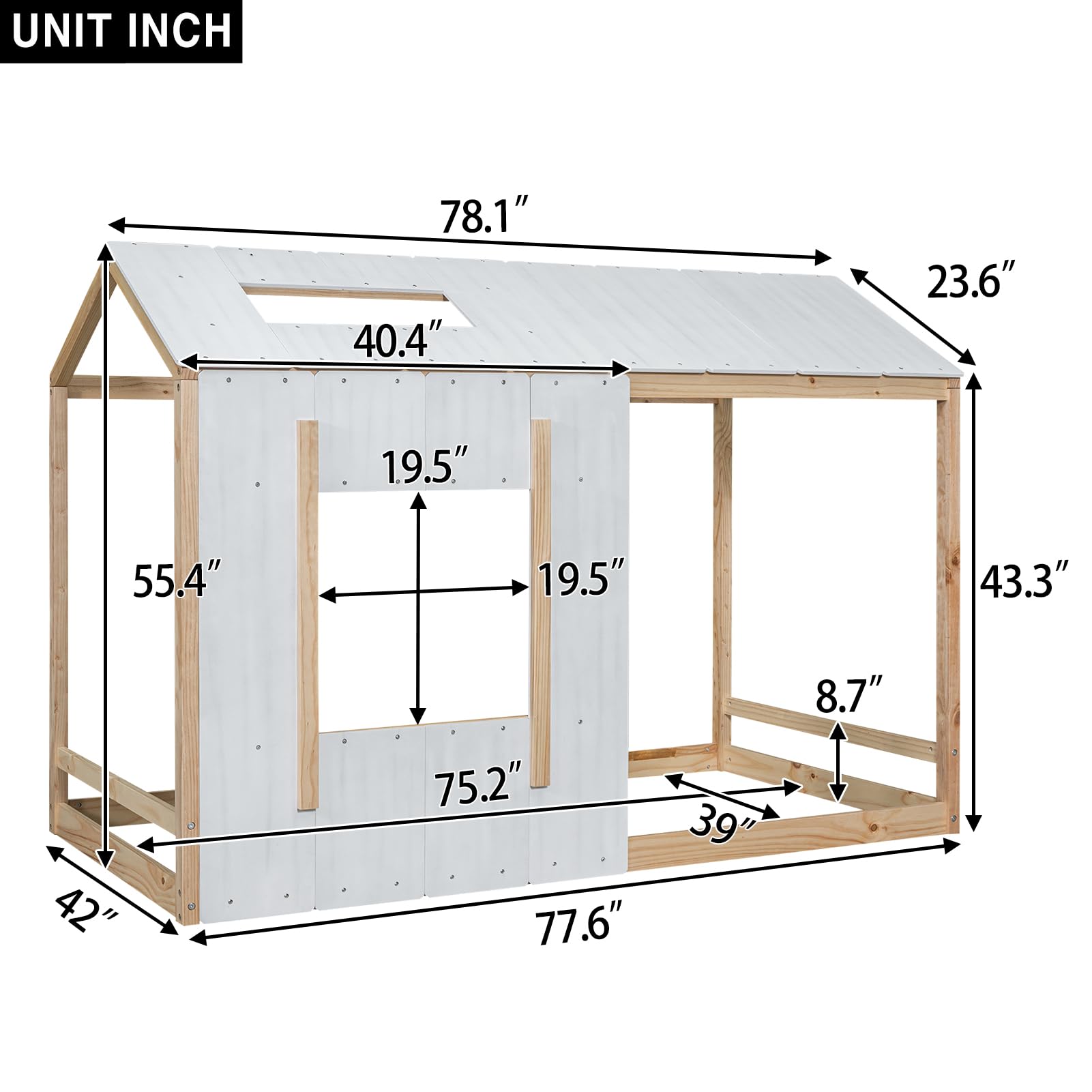 Montessori Twin Floor Bed with House Frame