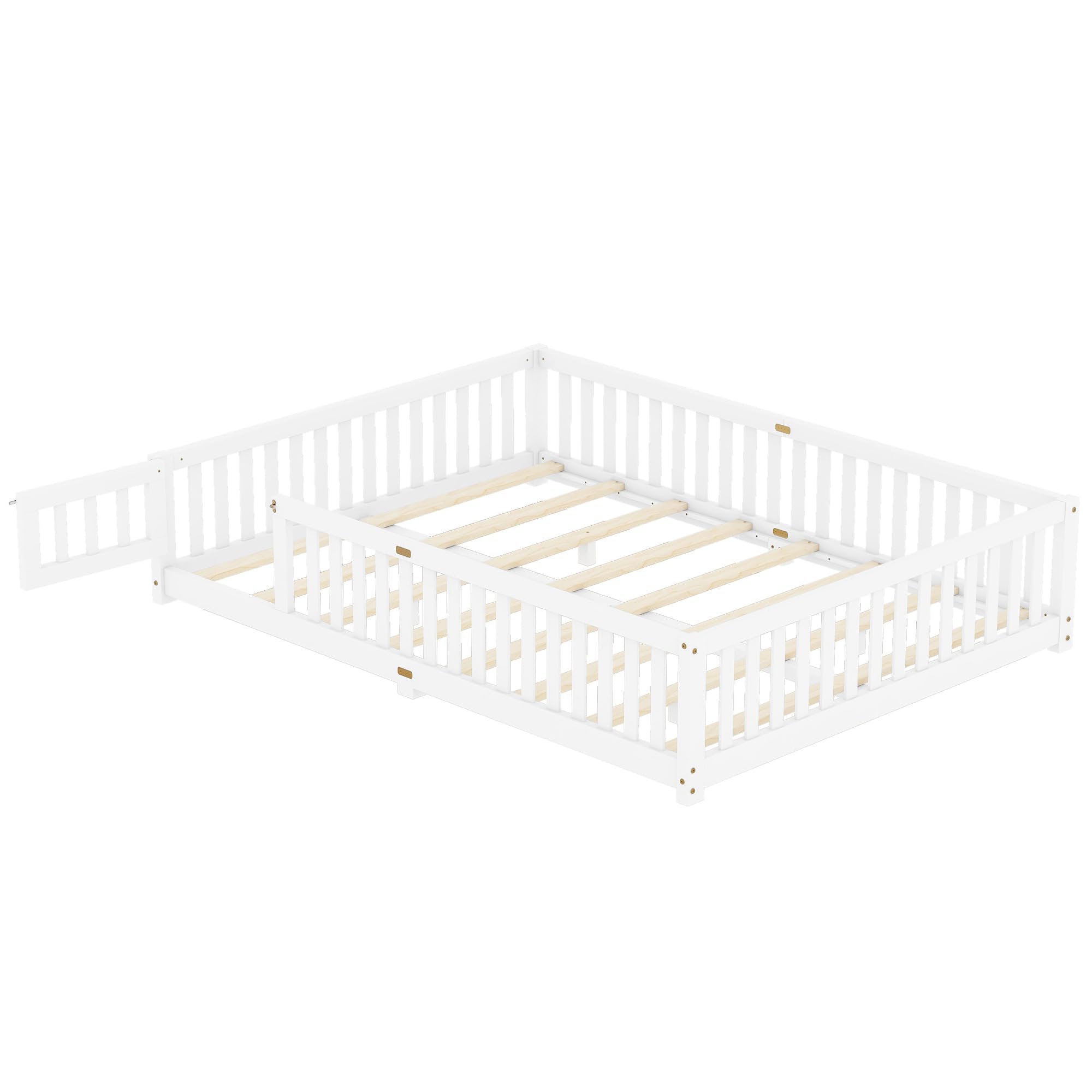 Queen Size Floor Bed for Kids with Door and Slats
