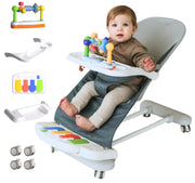 Baby Bouncer 4-in-1 with Wheels, Detachable Piano