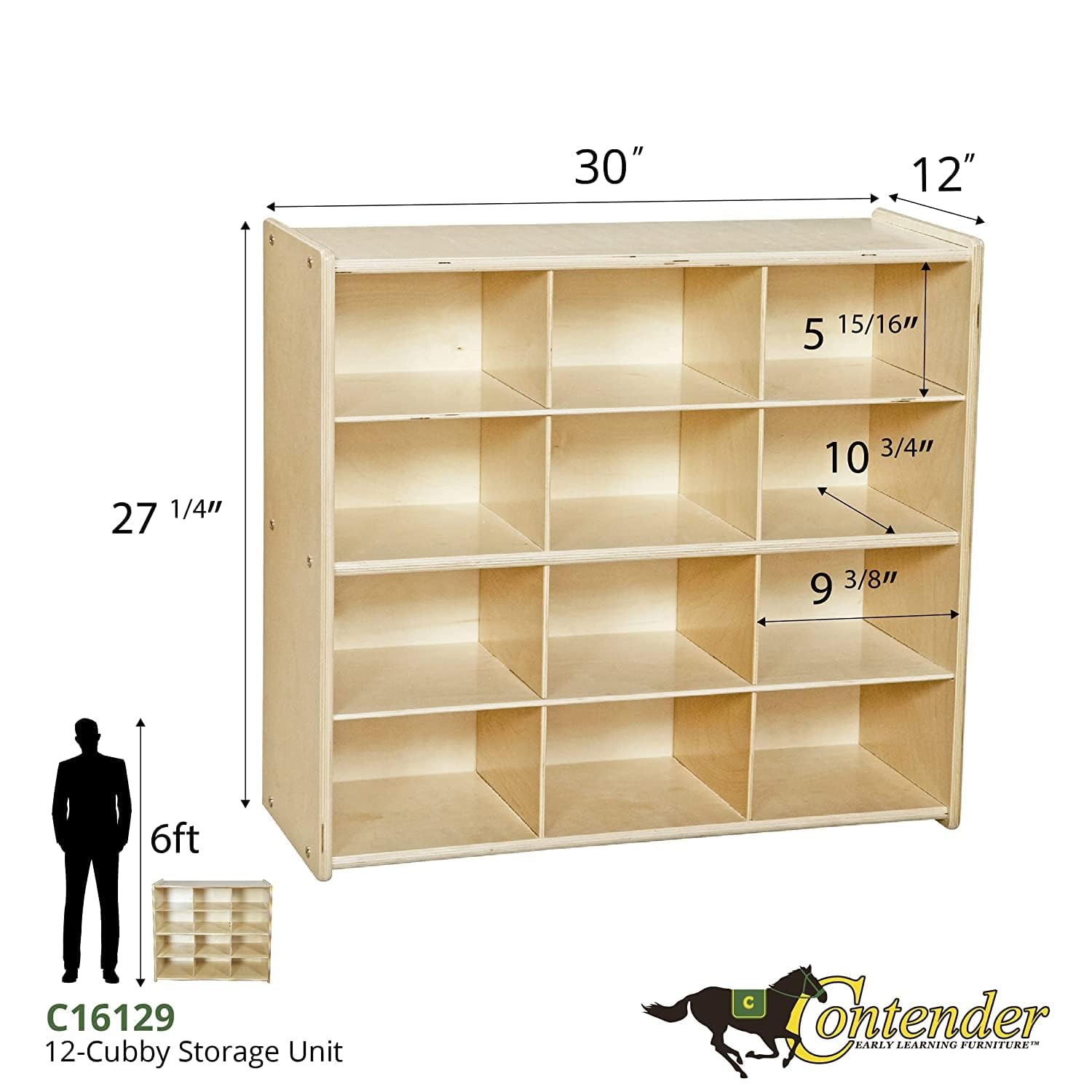 12 Compartment Kids Cube Locker Shelf with Orange Bins