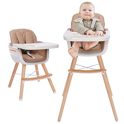 3-in-1 Convertible Wooden High Chair, High Chairs for Babies and Toddlers