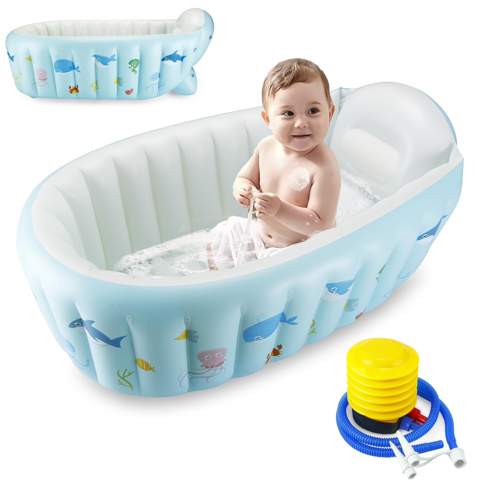 Baby Inflatable Bathtub, Portable Travel Baby Infant Bath Tub Toddler Bathtub