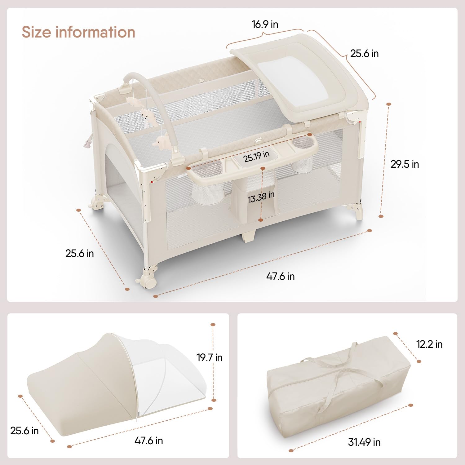 4-in-1 Convertible Baby Bassinet with Changing Table and Play Yard