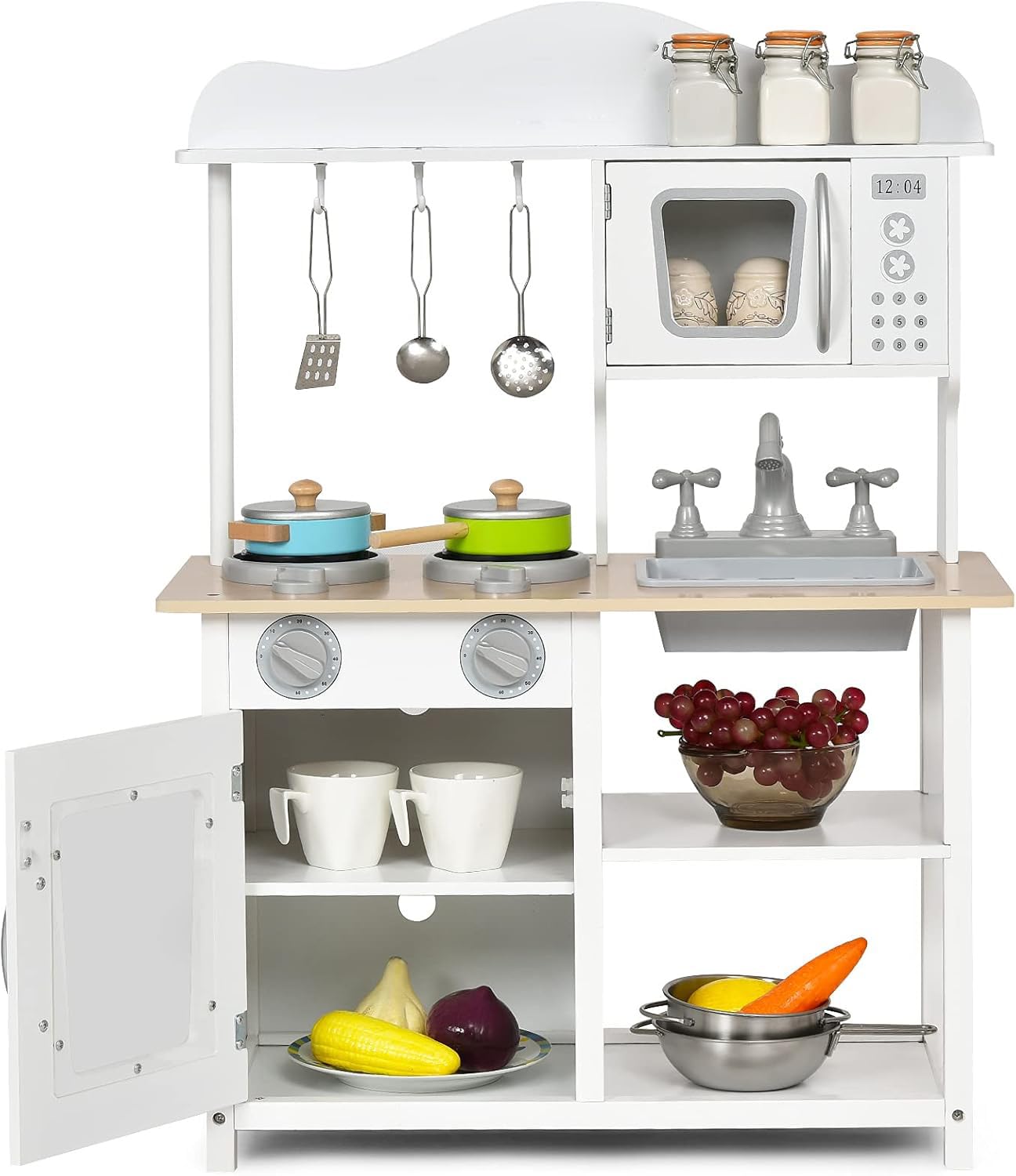 Wooden Kids Kitchen Playset with Sink and Stove