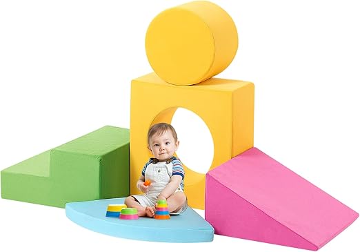 Toddler Climbing Toys Indoor, 7-Piece Colourful Foam Climbing Blocks