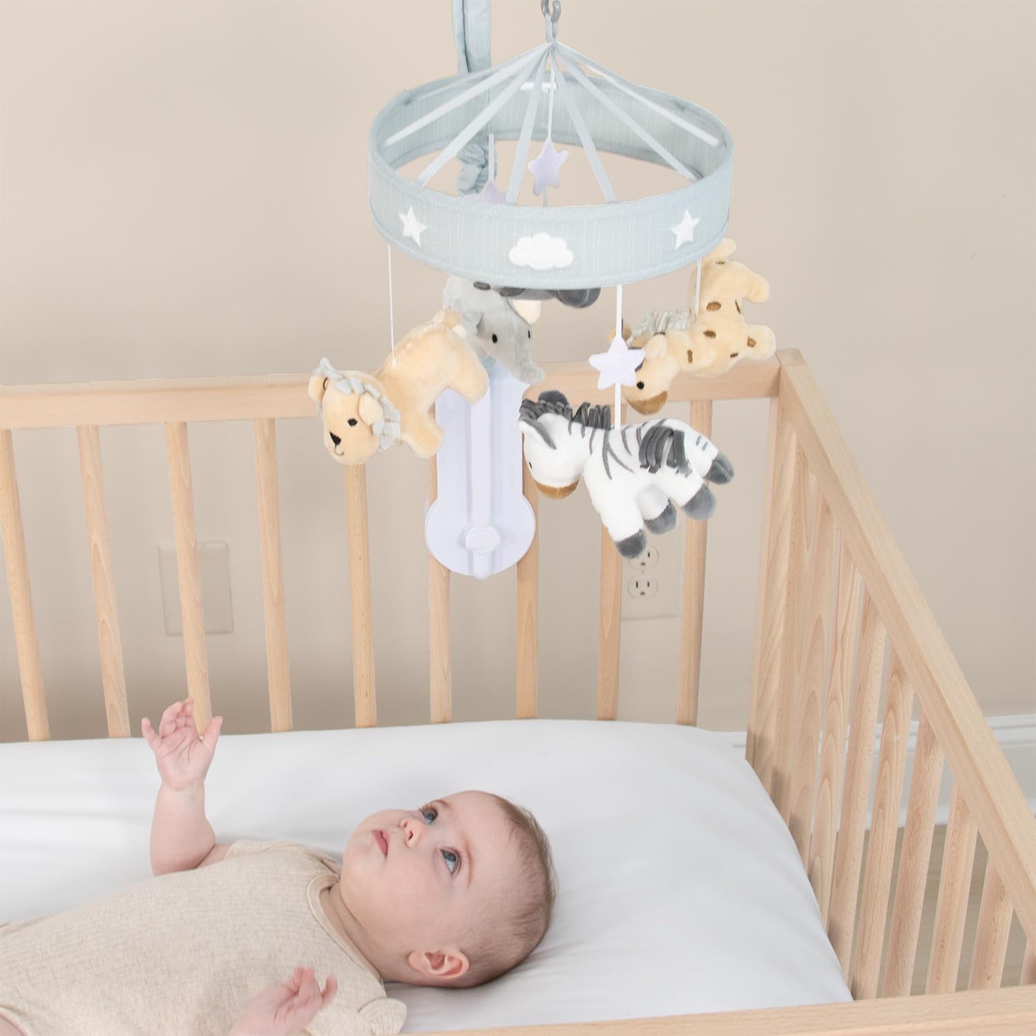 Crib Mobile for Boys or Girls - Grey Musical Baby Crib Mobile