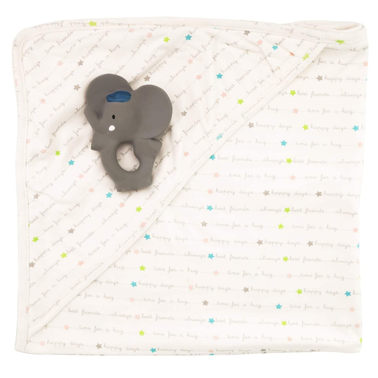 Alvin The Elephant Hooded Towel Gift Set with Rubber Teether