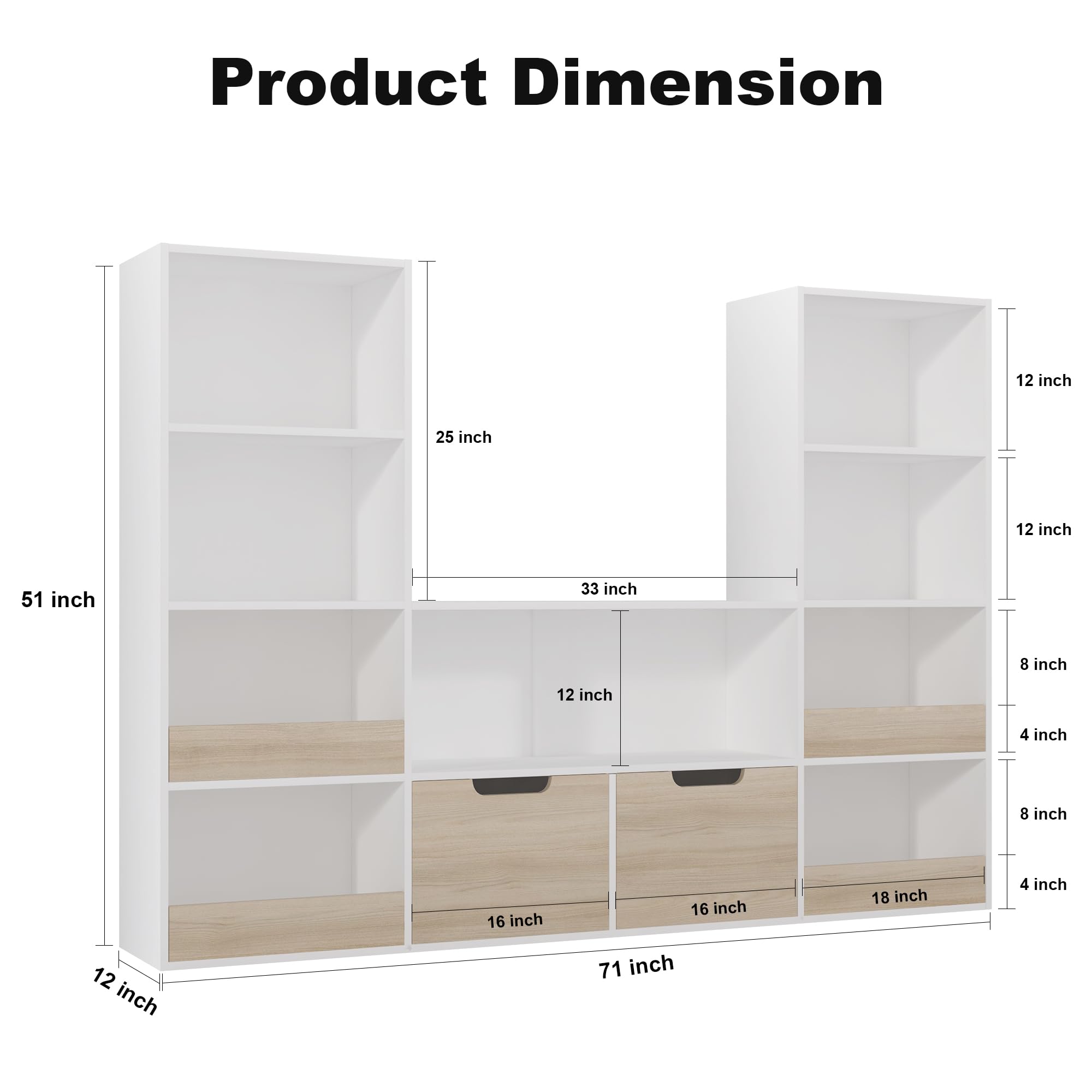 4-Tier Kids Bookshelf with Storage Bins
