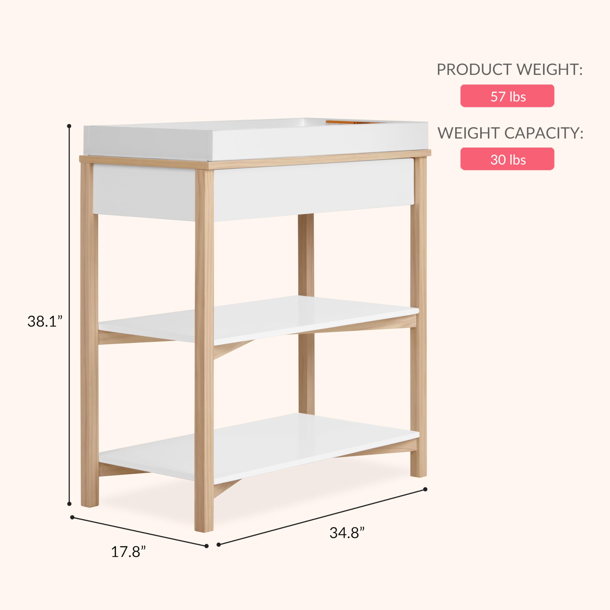 Baby Changing Table with Storage Drawer and Shelves