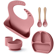 6-Piece Silicone Baby Feeding Set for BLW | Strong Suction Divided Plate & Bowl