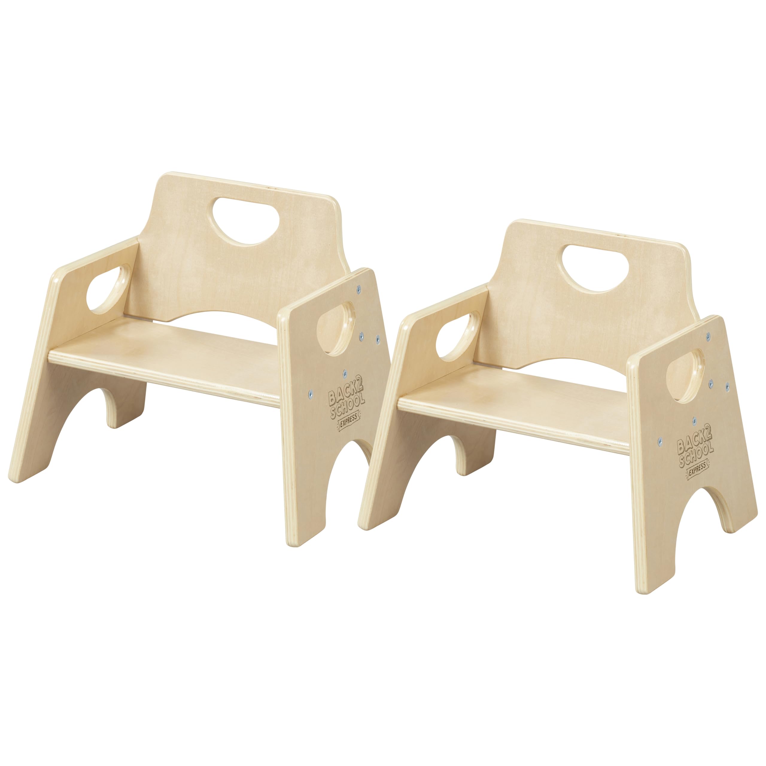 Express Wooden Toddler Chairs, 6" H, Stackable Chairs, Natural, 2-Pack