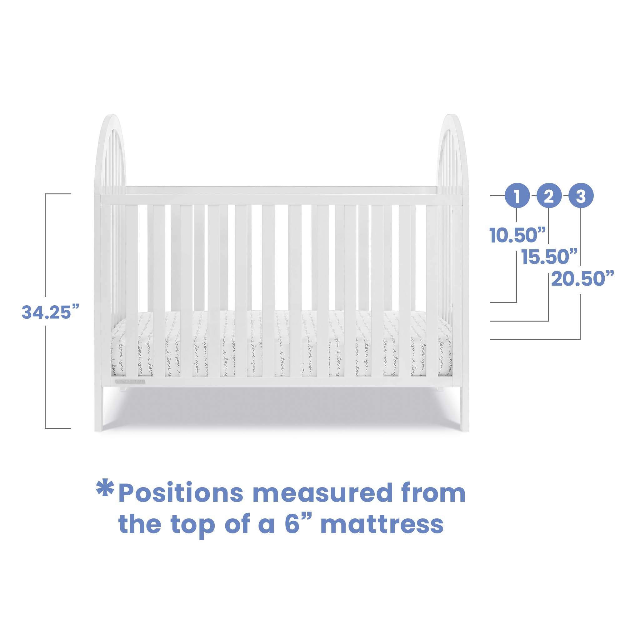 Milano 4-in-1 Convertible Crib - Greenguard Gold Certified, Bianca White