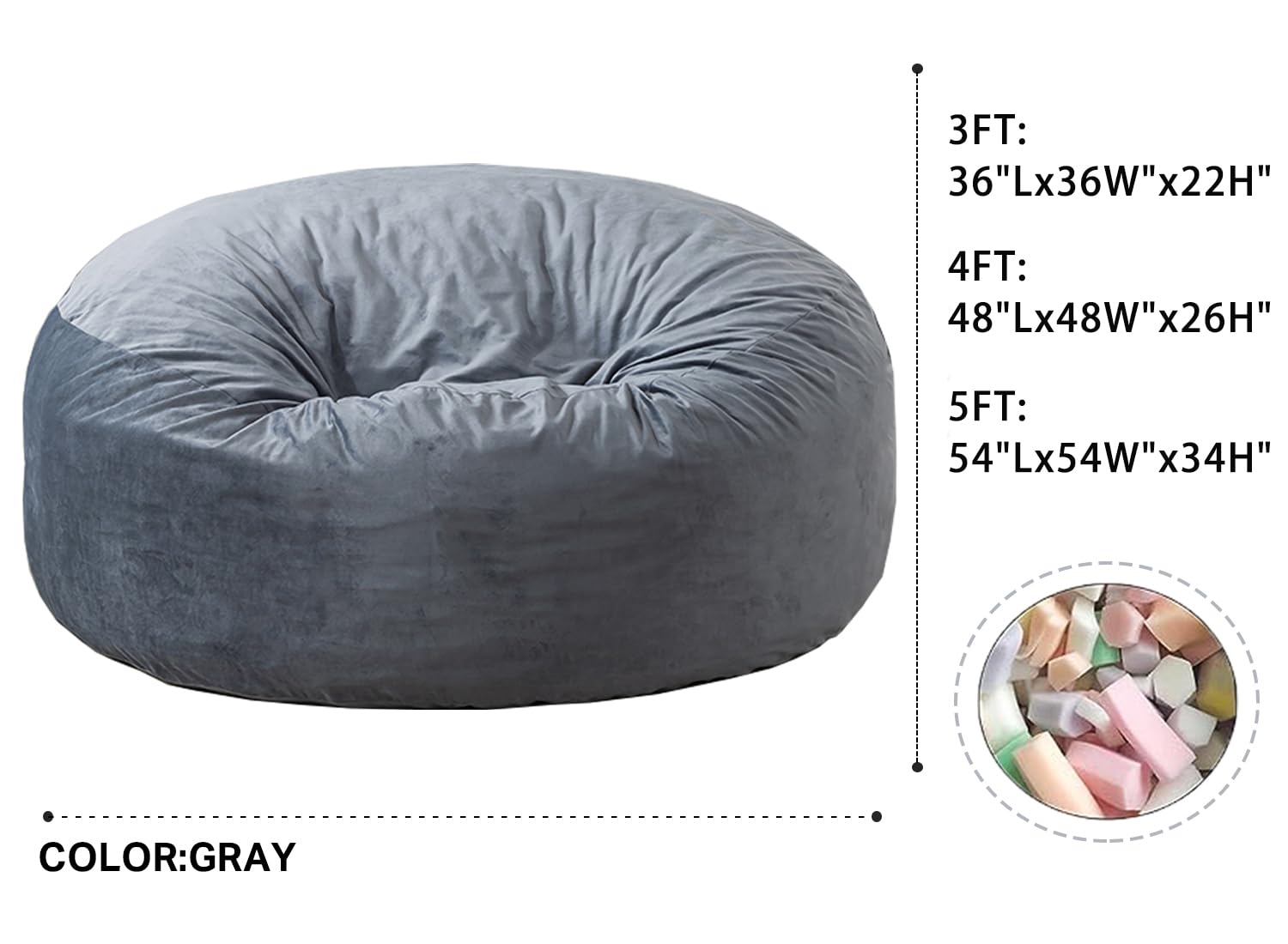 Memory Foam Bean Bag Chair for Adults and Kids
