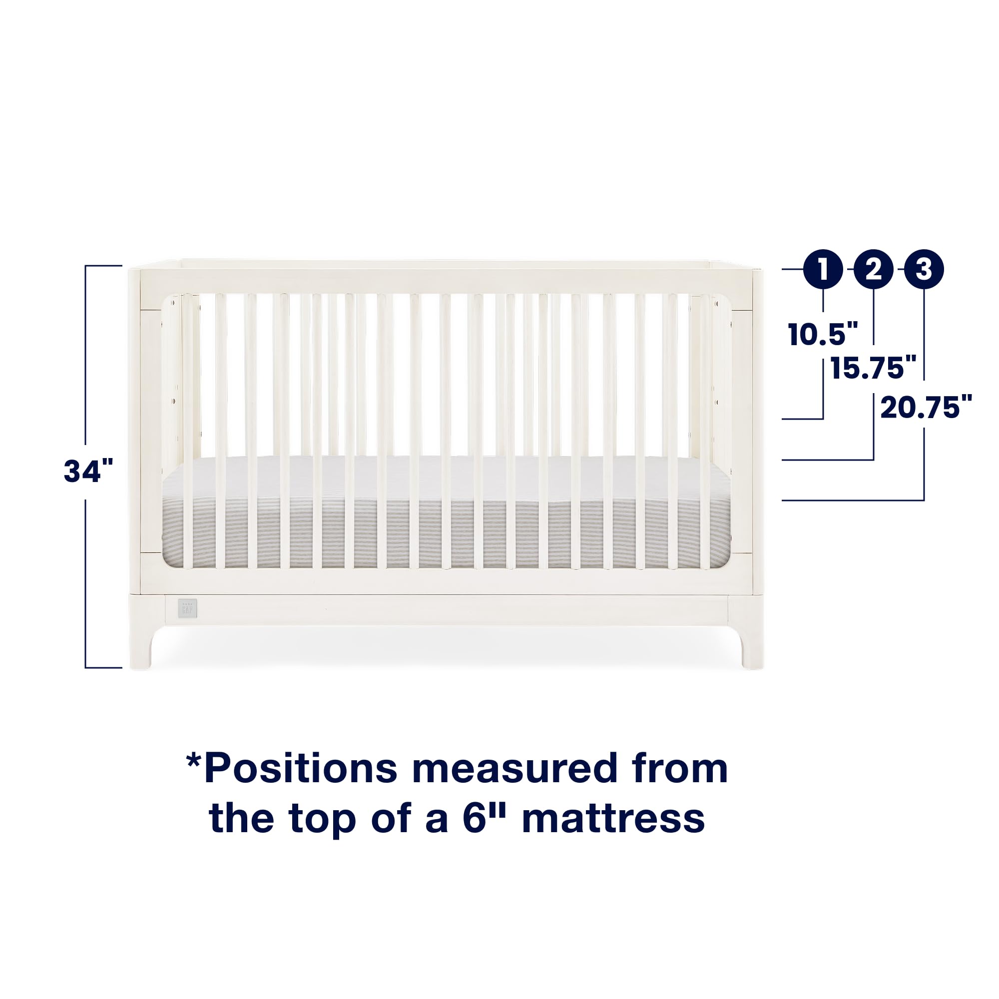 4-in-1 Convertible Crib with Adjustable Mattress Heights