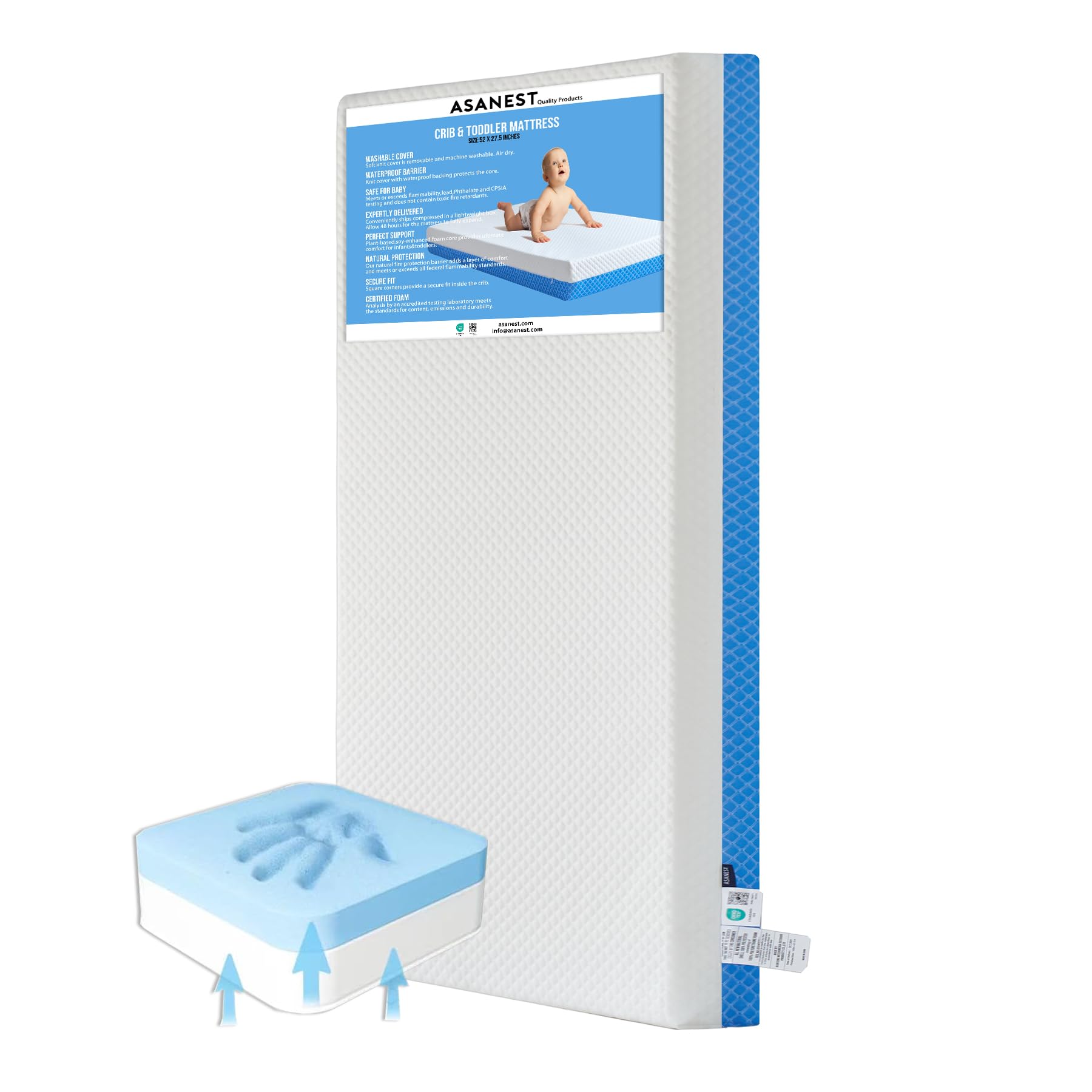 Comfort Gel Memory Foam,Breathable Baby Bed Mattress