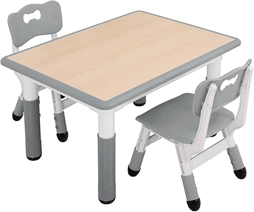 Table and Chairs Set, Height Adjustable Toddler Study Table and Chairs