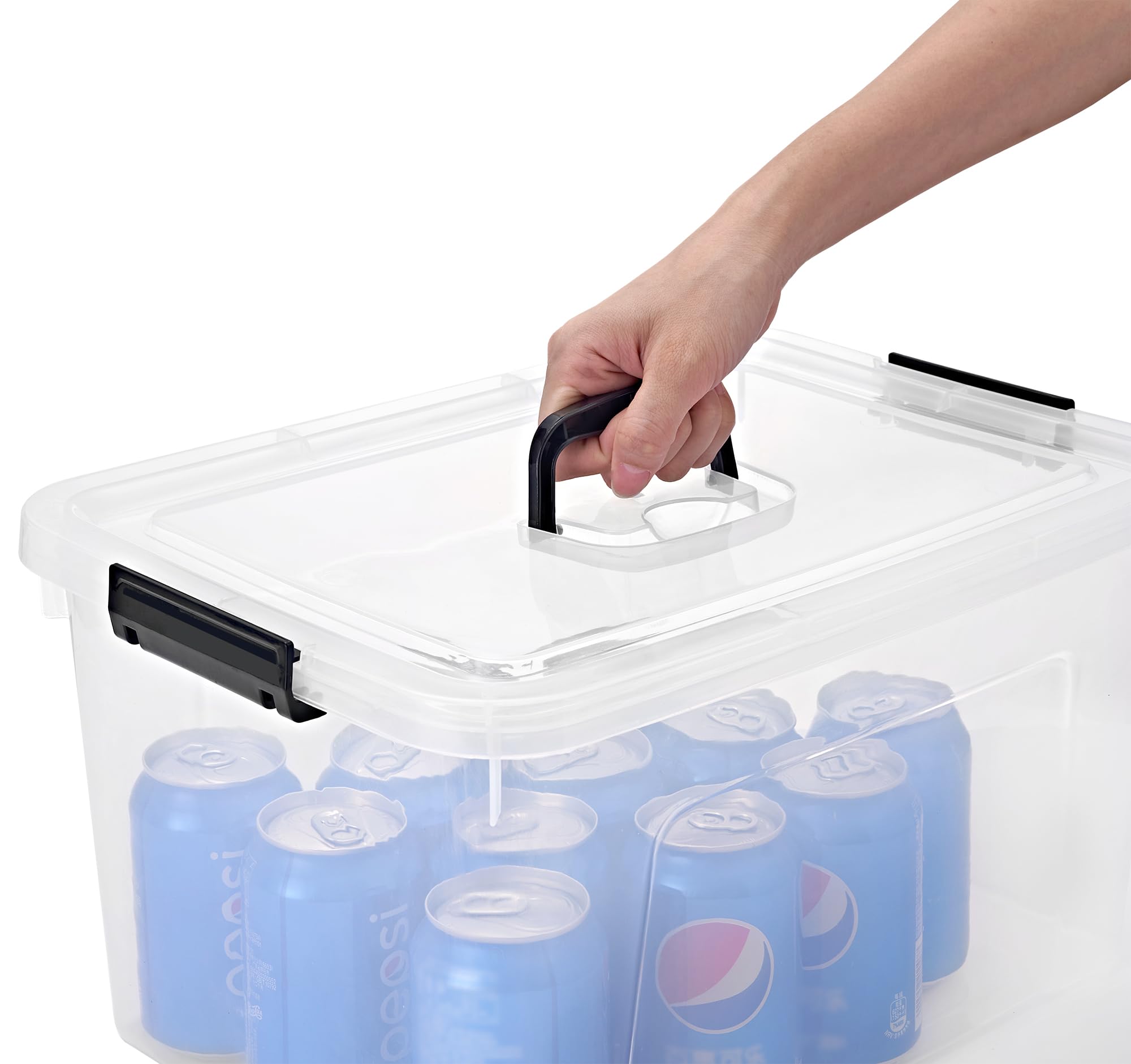 19 Quart Plastic Storage Bins with Lids, 6-Pack Stackable Clear Storage Organizing Box
