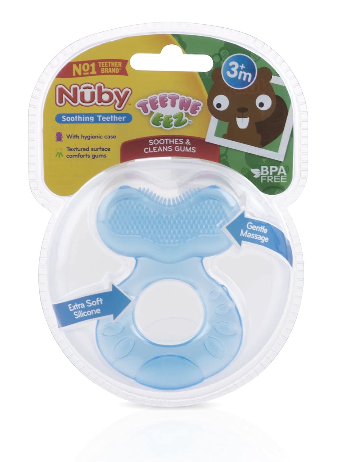 Nuby Silicone Teethe-EEZ Teether with Bristles, Includes Hygienic Case (Pack of 48)