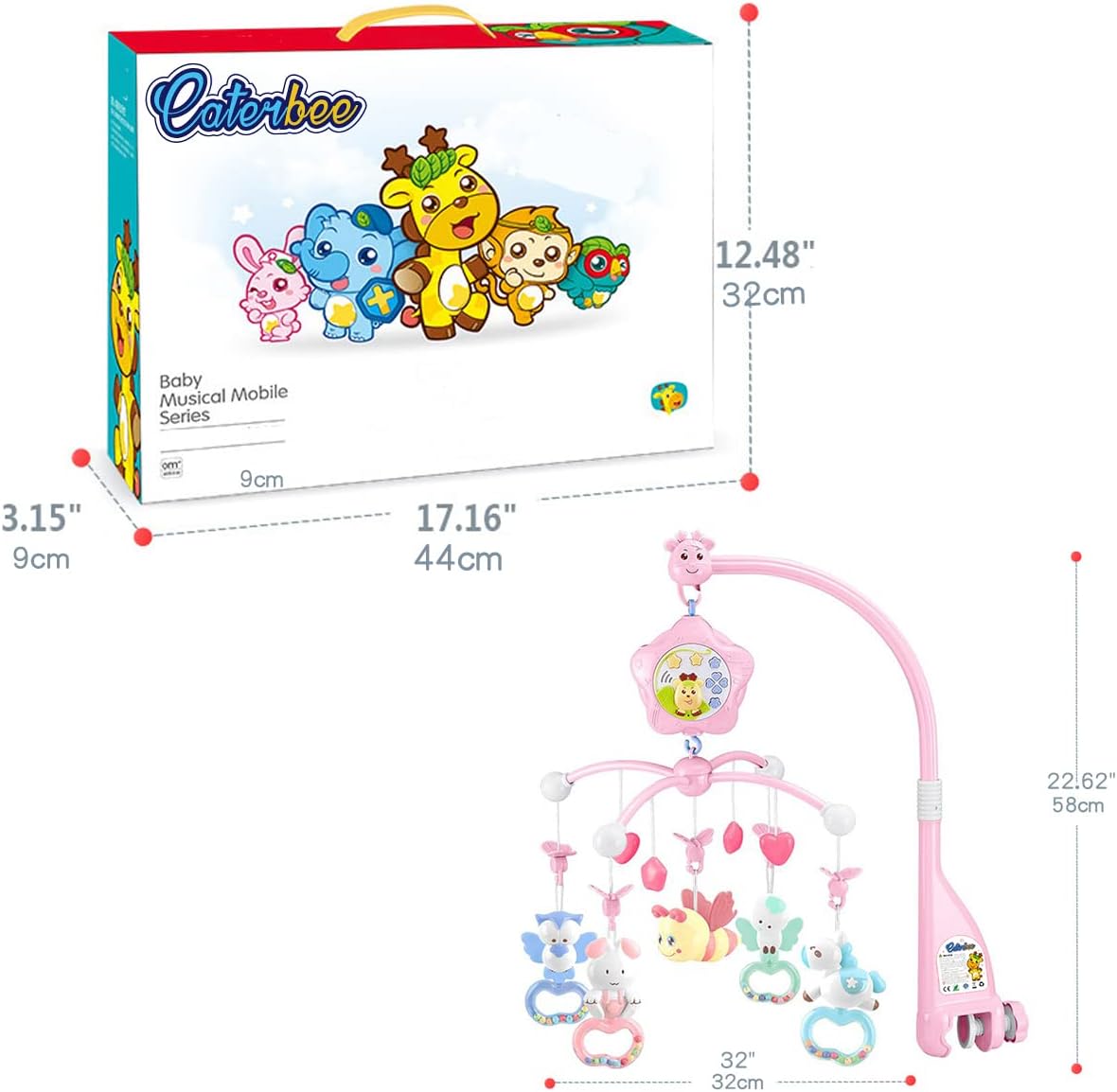 Baby Mobile for Crib with Musicial and Lights, Remote and Projection