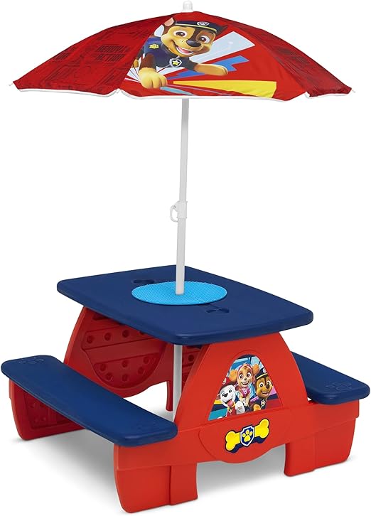 Mouse 4 Seat Activity Picnic Table with Umbrella and Lego Compatible