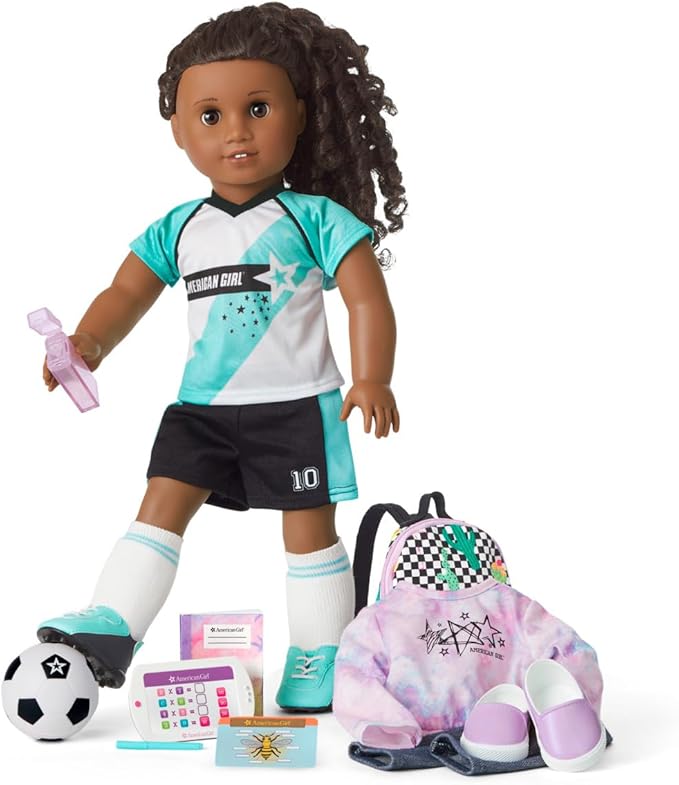 Truly Me 18-inch Doll 27 & School Day to Soccer Play Playset with Supplies, Uniform