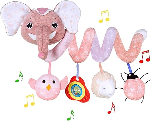 Car Seat Toys, Baby Plush Spiral Hanging Toys for Stroller Crib Bar Bassinet Car