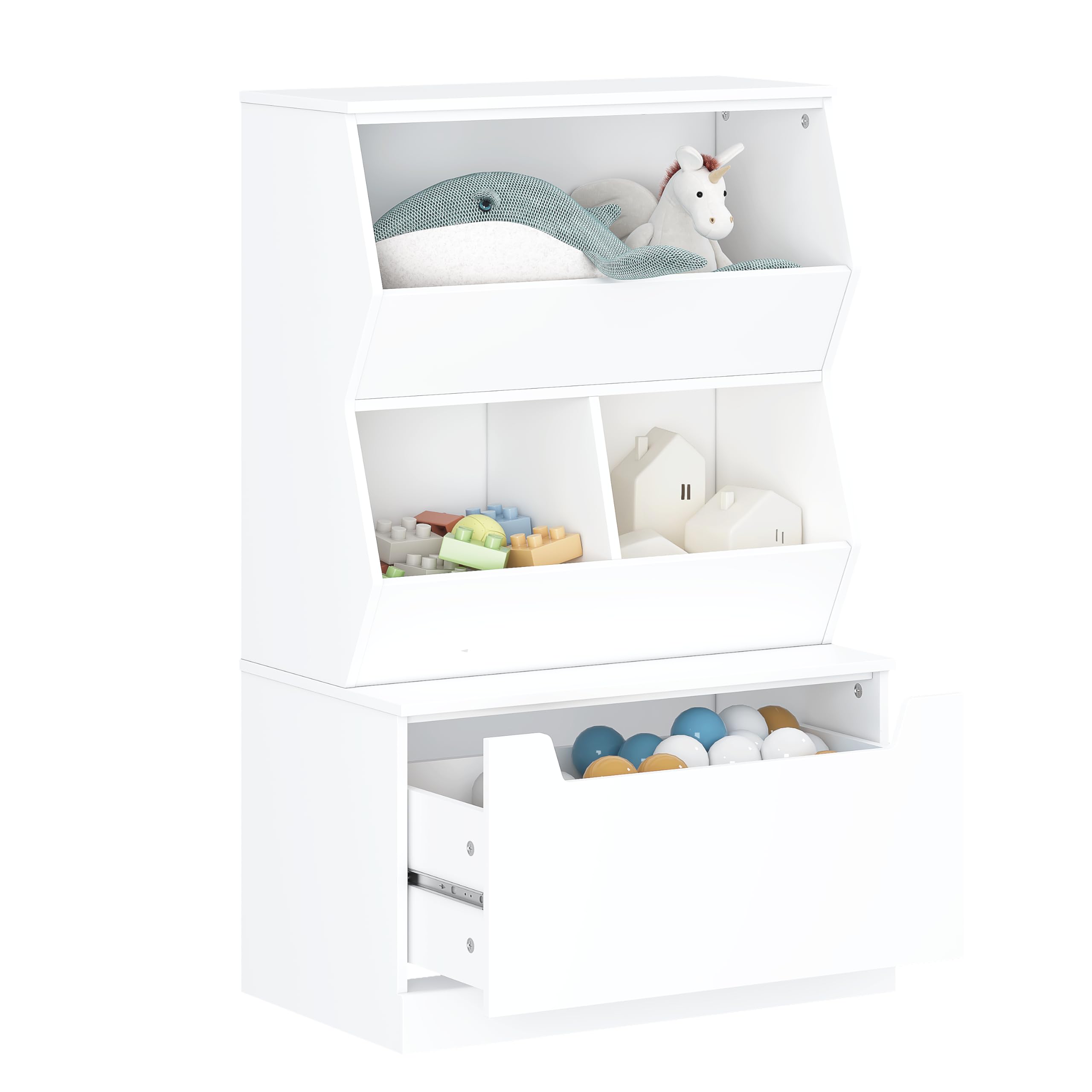 Kids Storage Cabinet with Drawer and Cubbies
