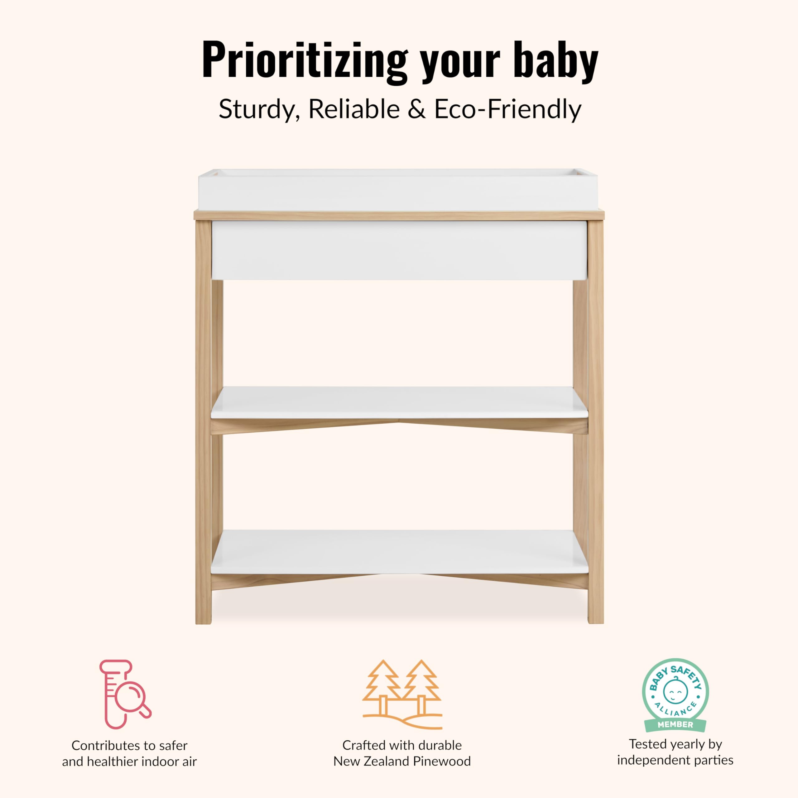 Baby Changing Table with Storage Drawer and Shelves