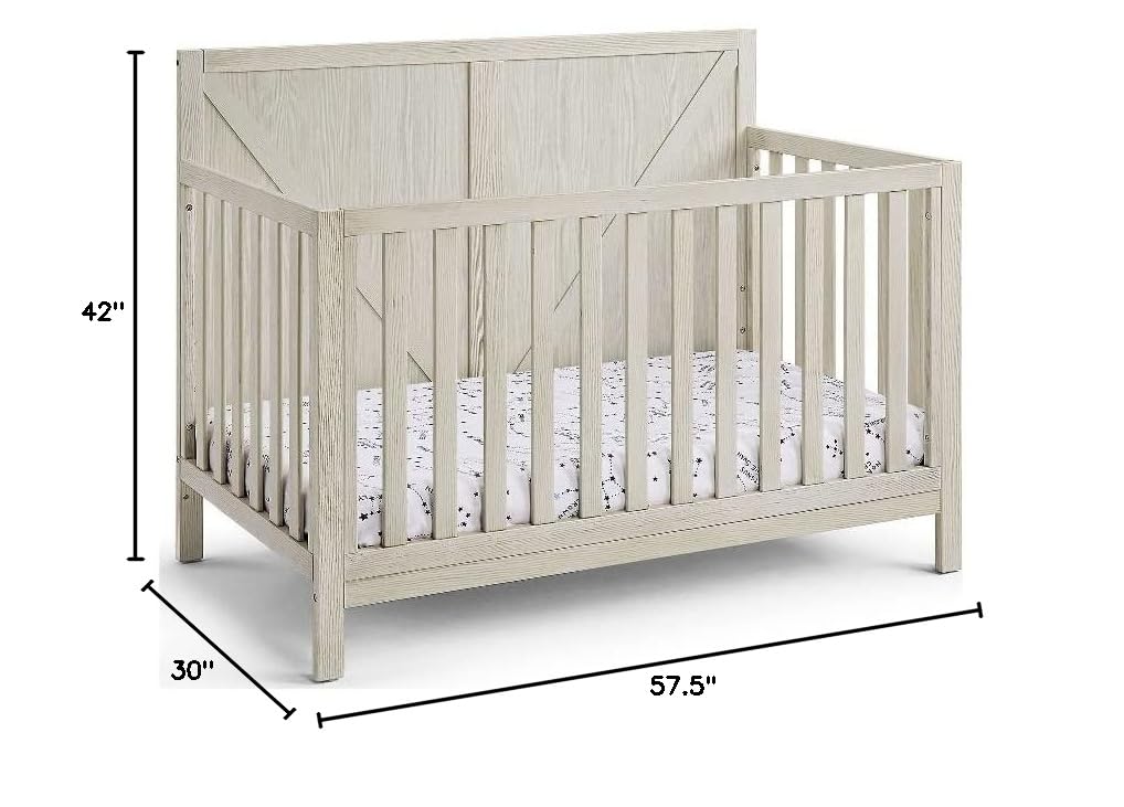4-in-1 Convertible Crib in Washed Gray