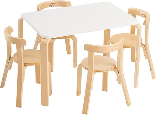 Kids Table and 4 Chairs Set, Wooden Table and Chairs for Kids & Toddler