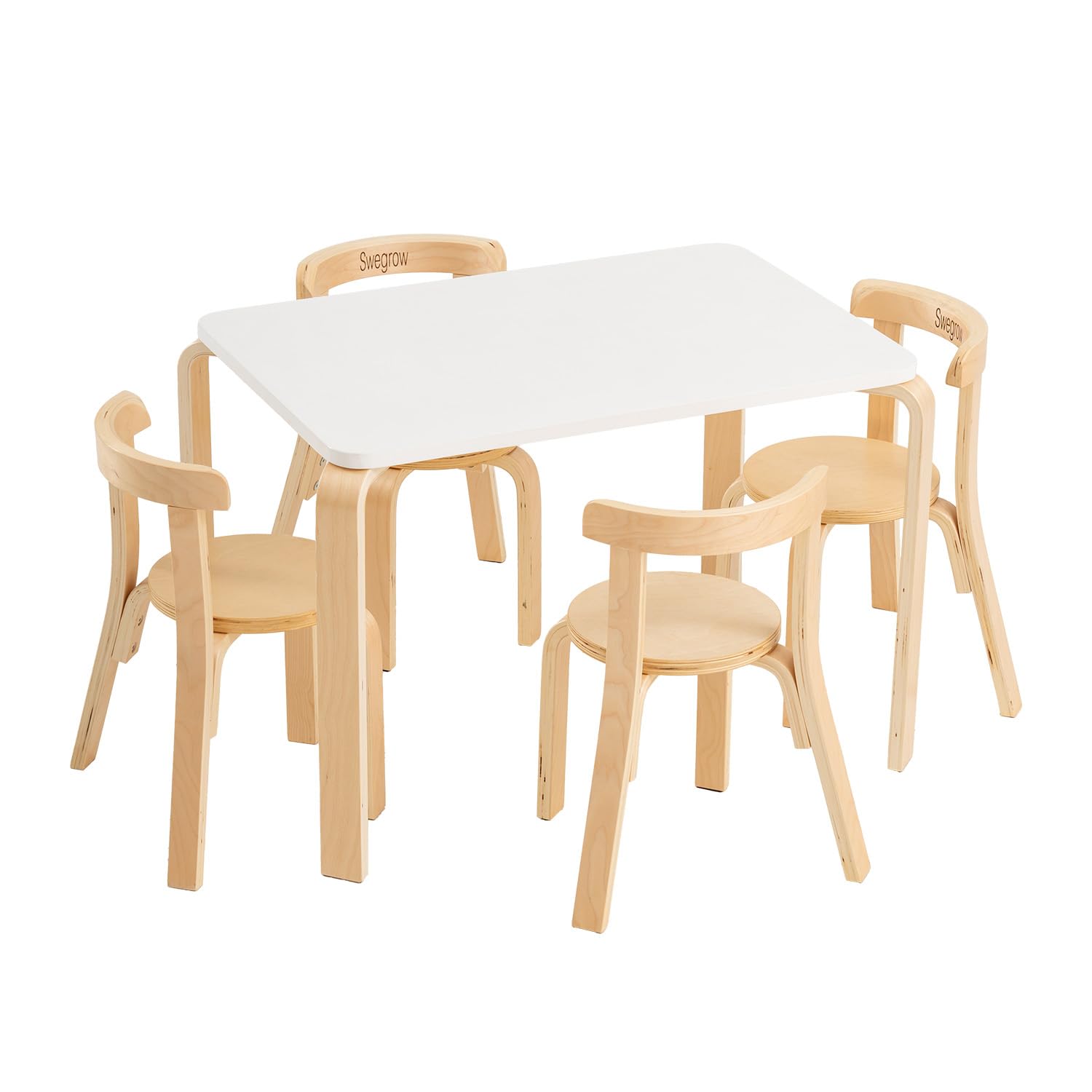 Kids Table and 4 Chairs Set, Wooden Table and Chairs for Kids & Toddler