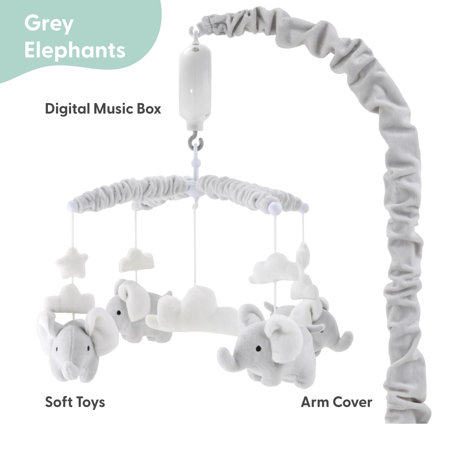 Musical Elephant Crib Mobile with 12 Lullabies