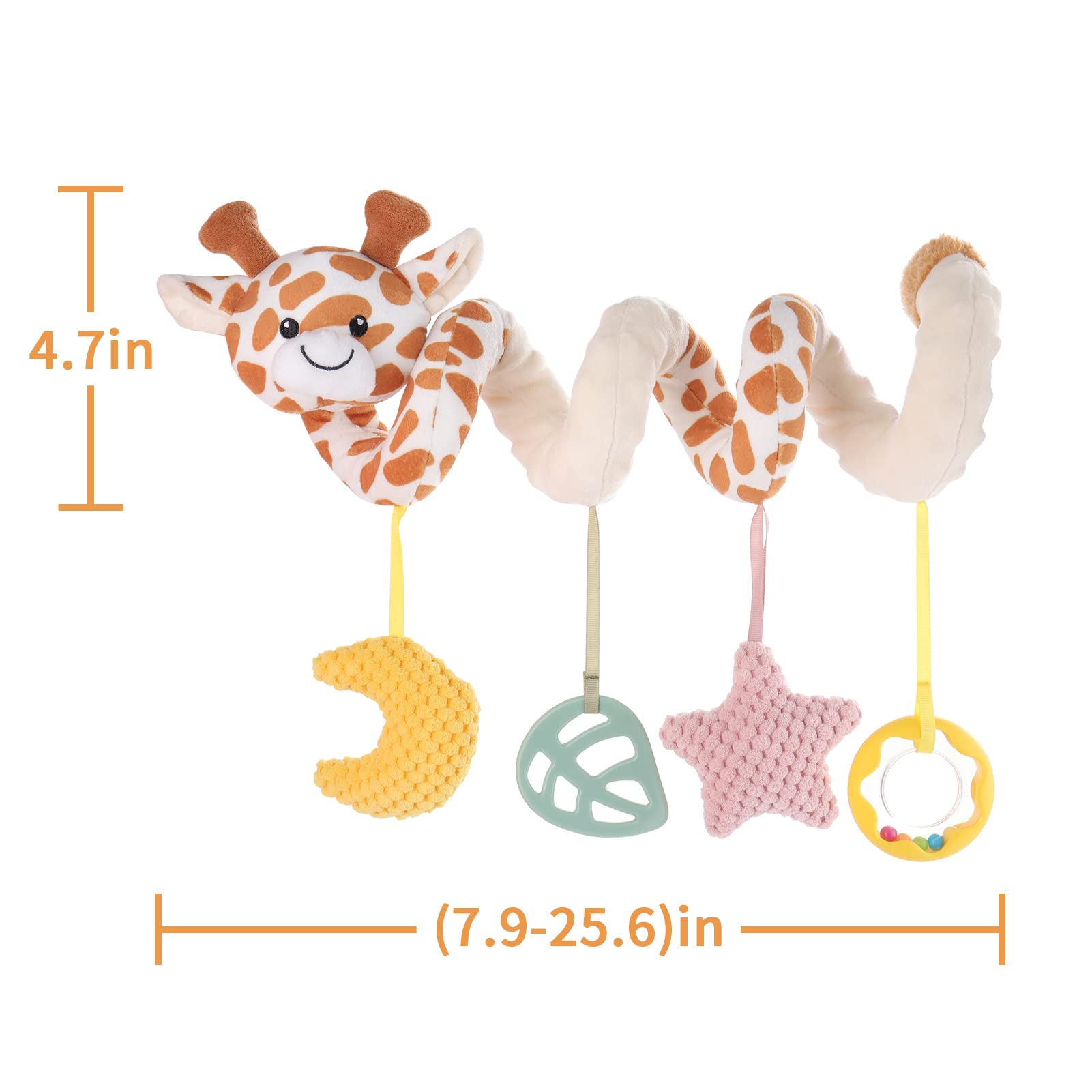 Baby Spiral Car Seat & Stroller Activity Toy, Features Plush Giraffe Character Hanging