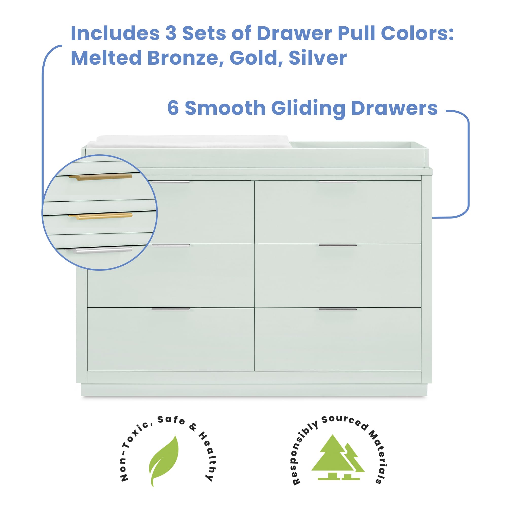 6 Drawer Dresser for Nursery and Kids Room