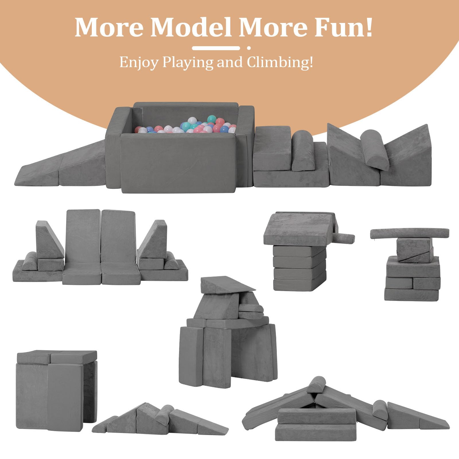 Toddler Sofa, Modular Kids Play Couch, Convertible Foam Climbing