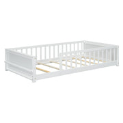 Twin Montessori Floor Bed with Built-in Book Storage Rack