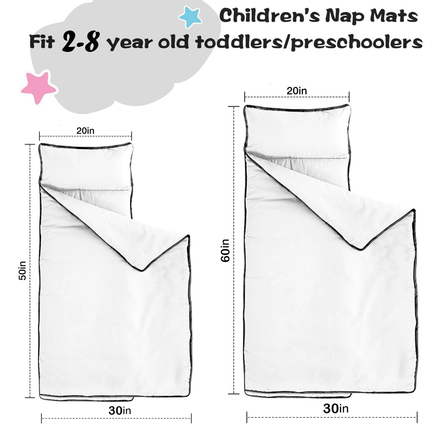 Baseball Toddler Nap Mat for Boys – Custom Name Sleeping Bag with Pillow