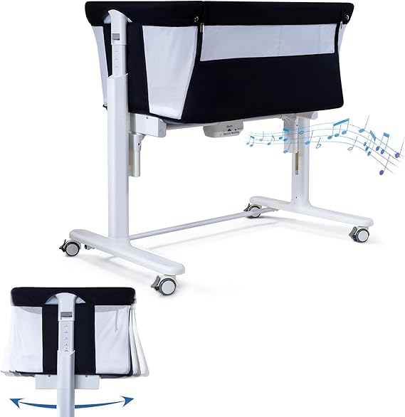 Electric Bassinet for Baby, 3 Speeds Automatic Rocking Bassinets with All mesh