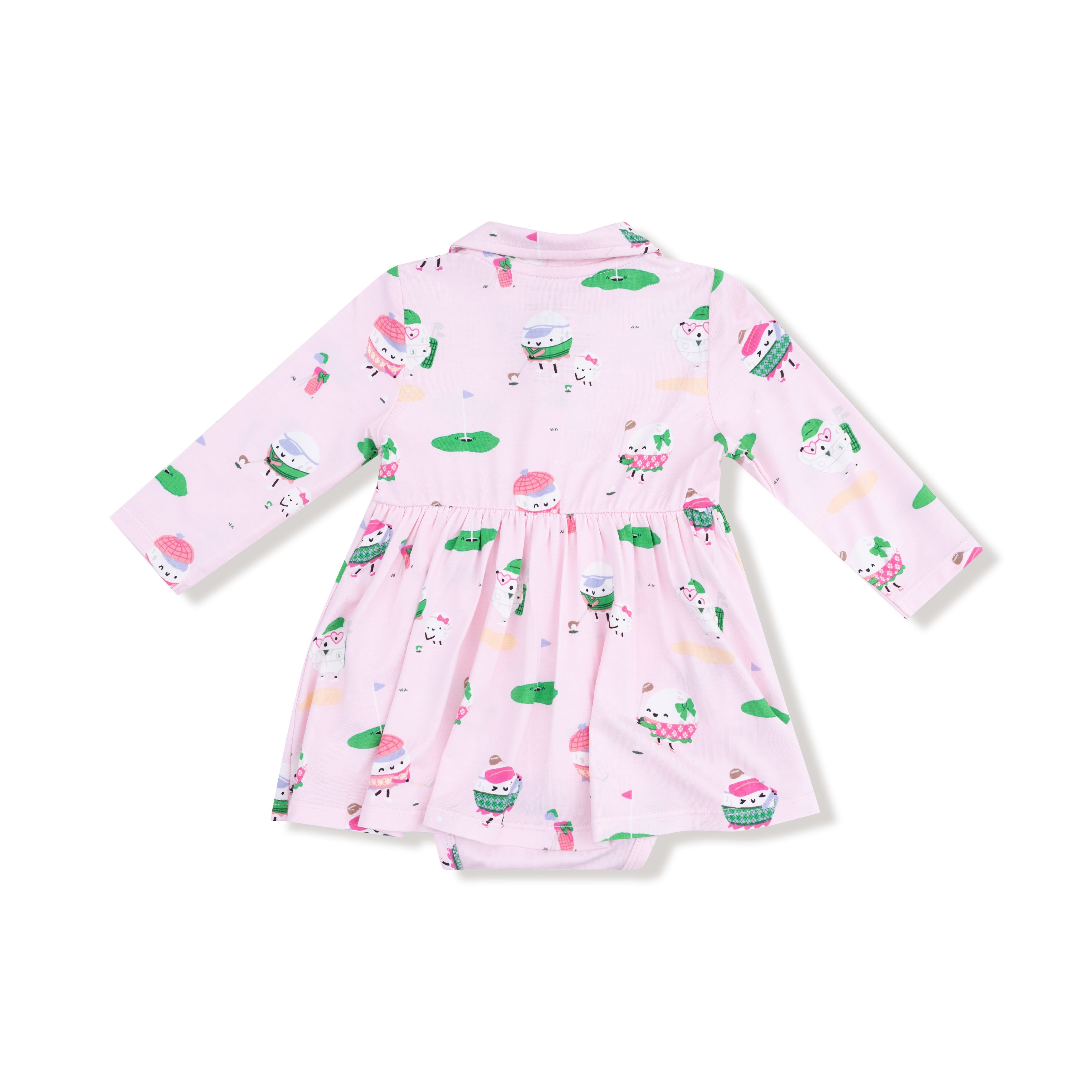 Golf Pros - Pink - Long Sleeve Polo Bodysuit Dress