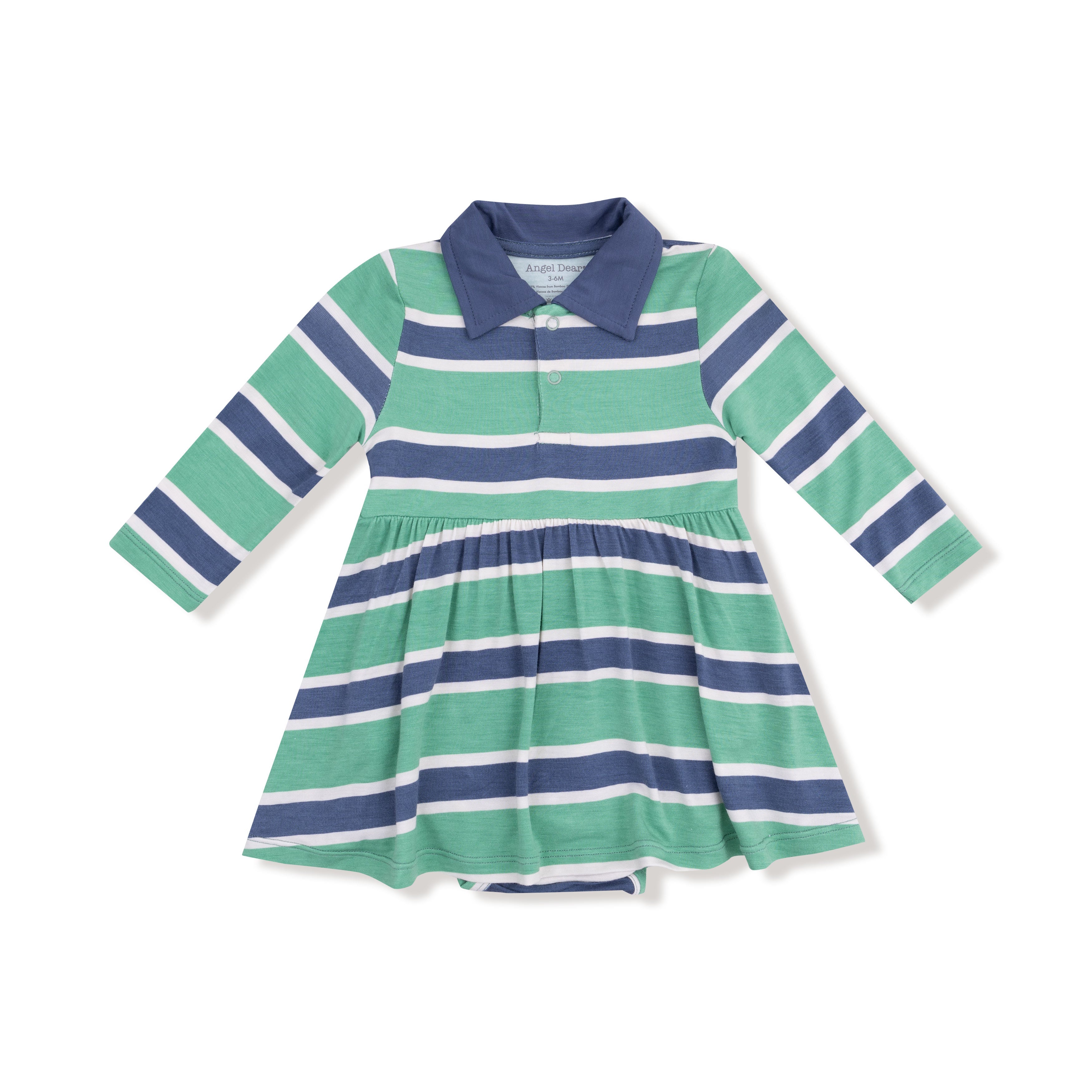 Rugby Stripe - Long Sleeve Polo Bodysuit Dress