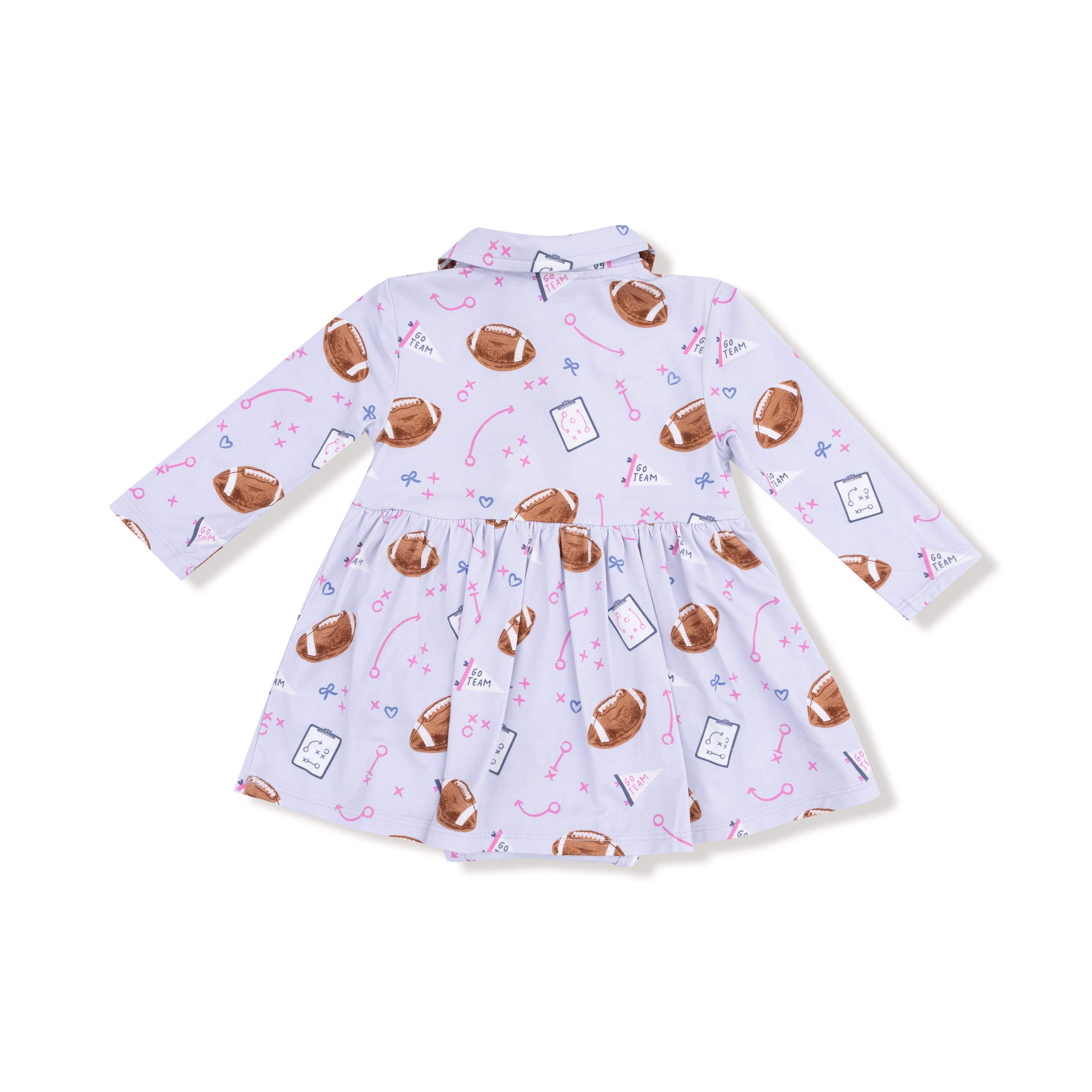 Touchdown Time - Lavender - Long Sleeve Polo Bodysuit Dress