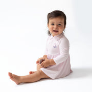 Cheer Pink Micro Stripe - Long Sleeve Tennis Bodysuit Dress
