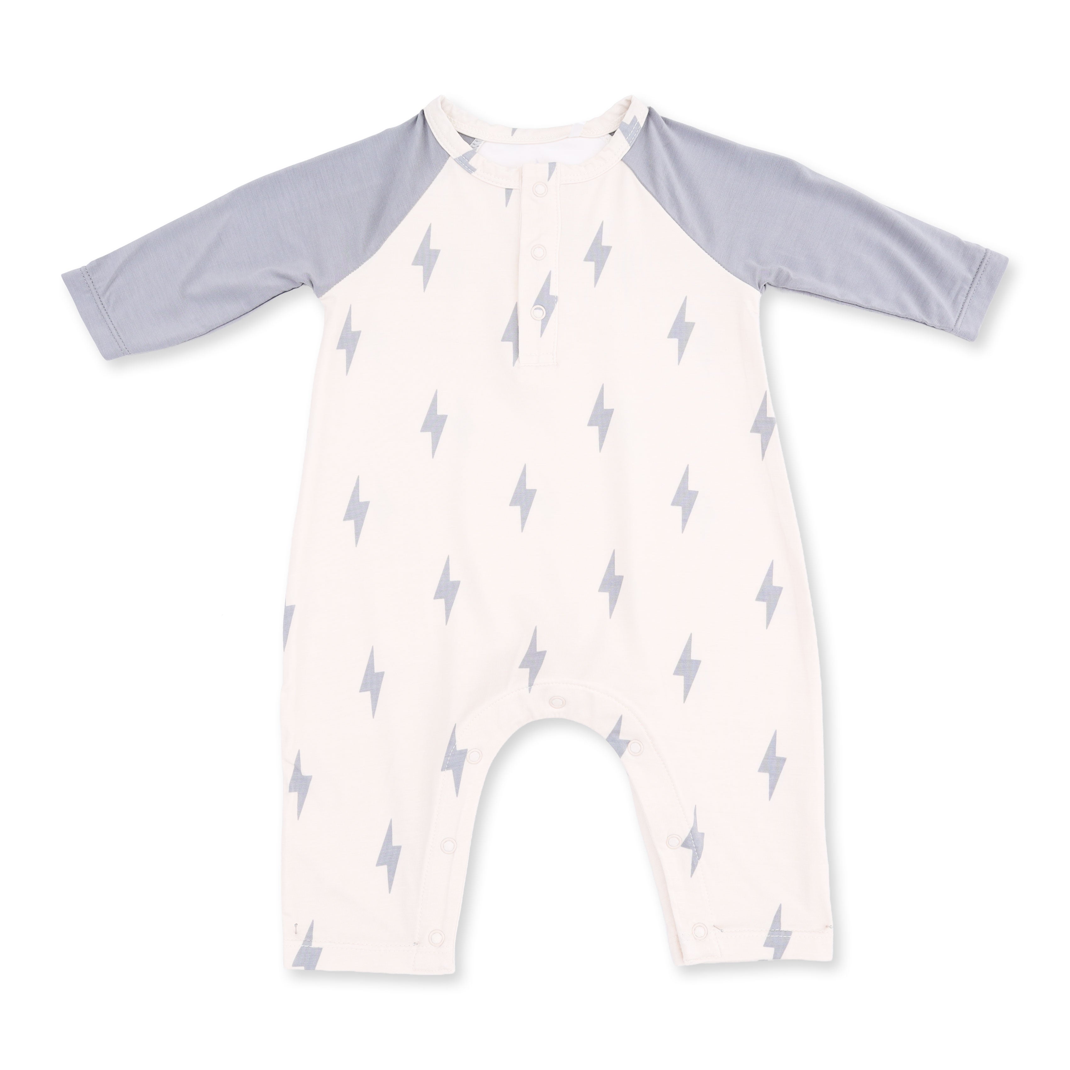 Lightning Bolt Viscose - Long Sleeve Raglan Henley Romper