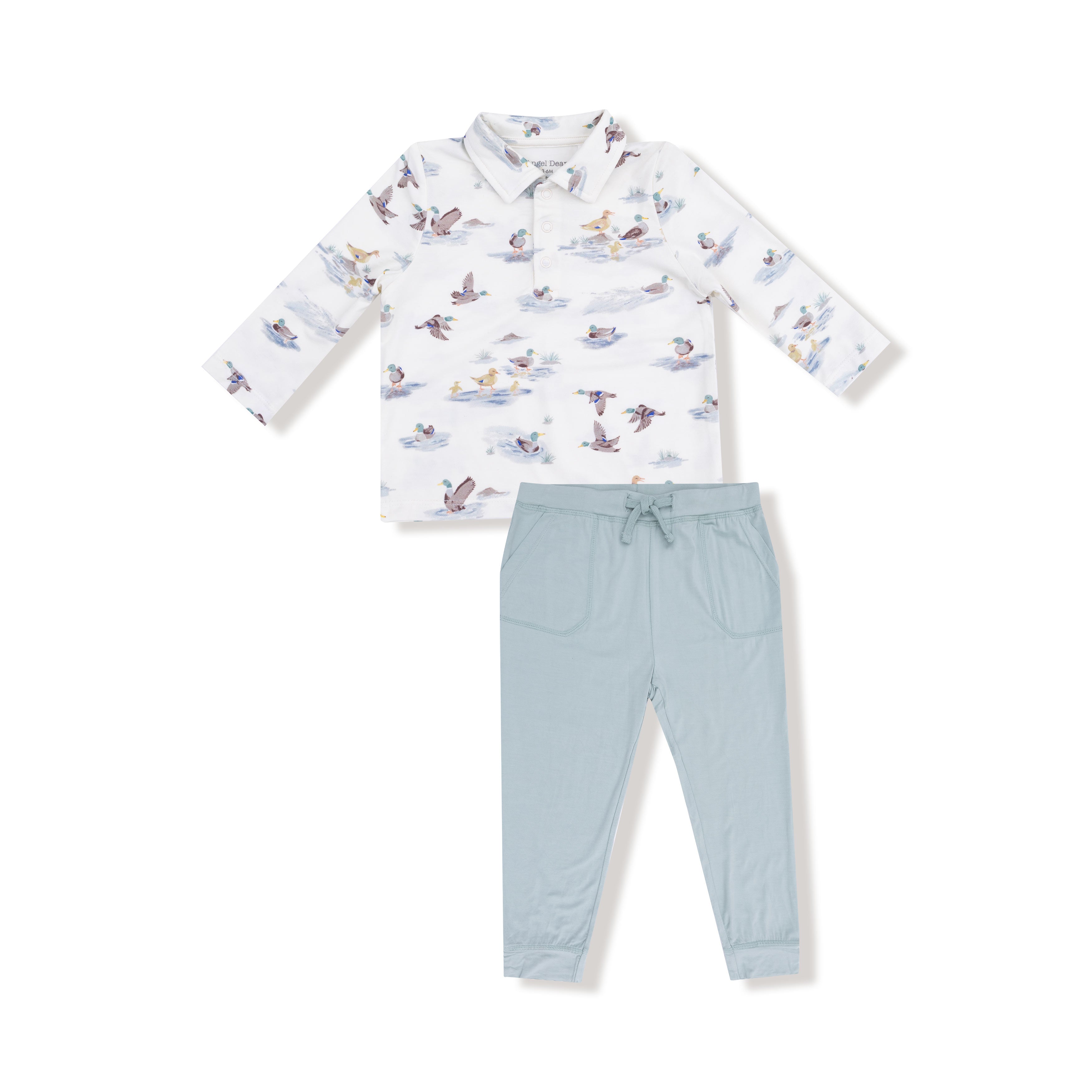 Migrating Mallards - Long Sleeve Polo Shirt with Bamboo Jogger