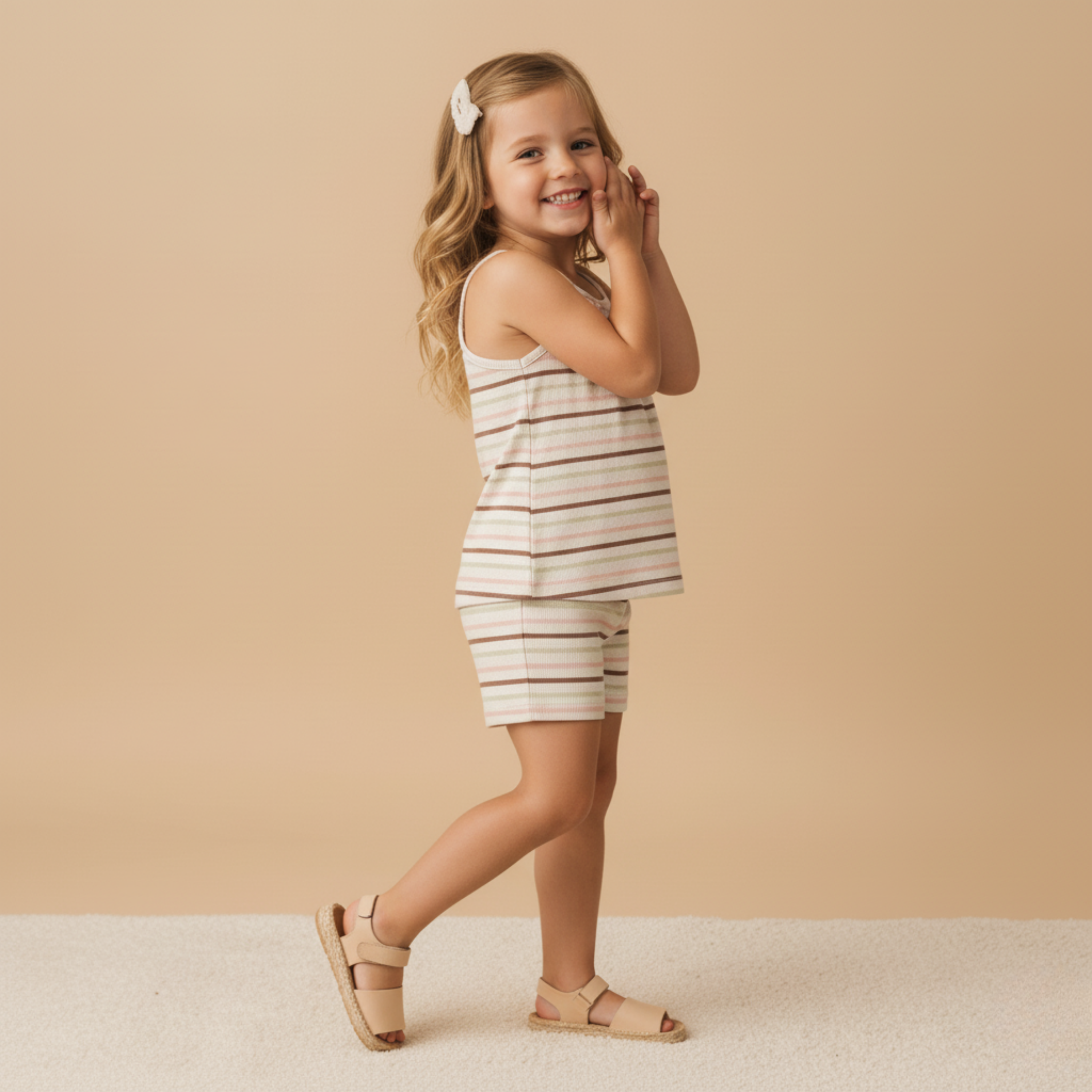 Organic Tank Top & Shorts Set - Terra Stripes