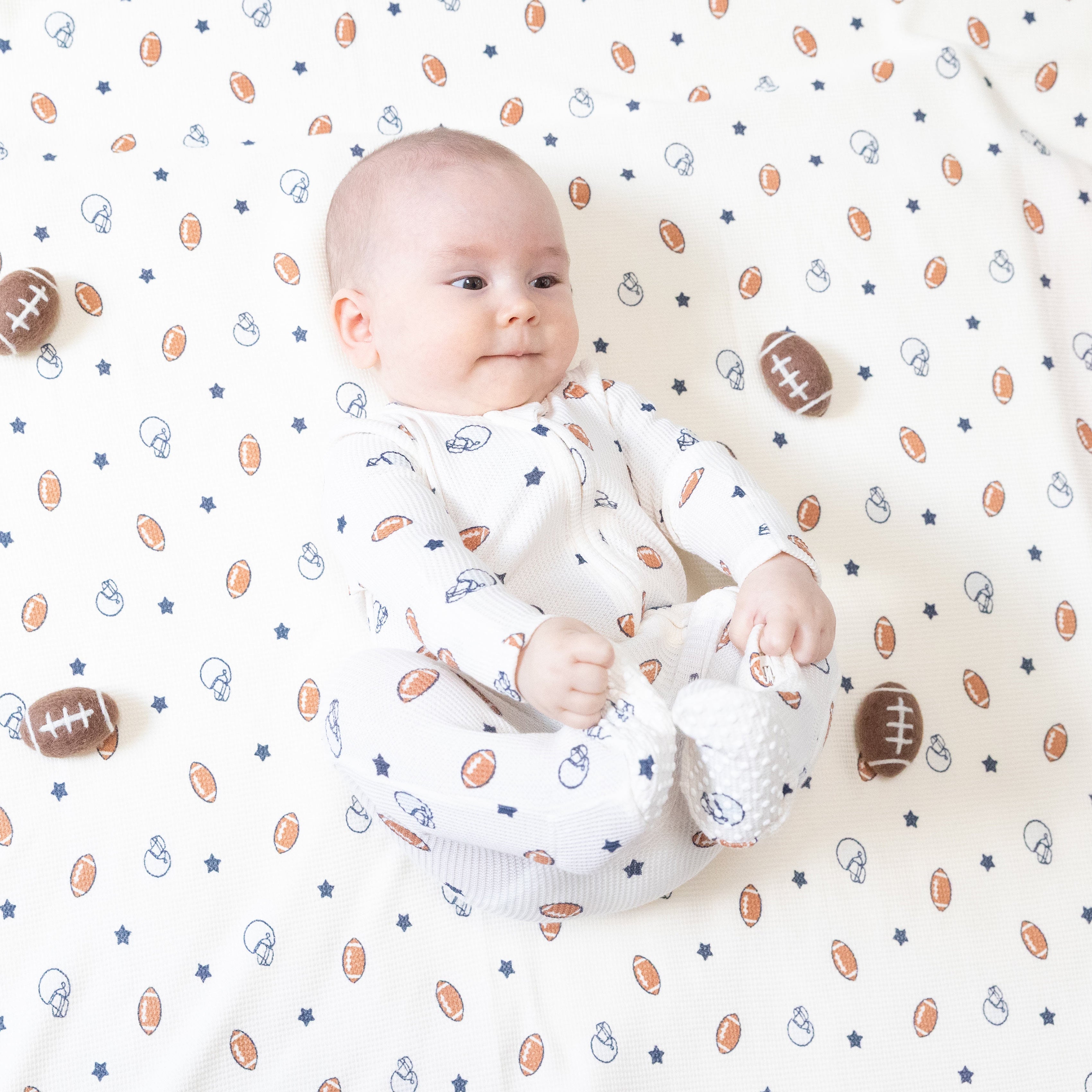 Footballs and Stars - 2 Way Zipper Footie
