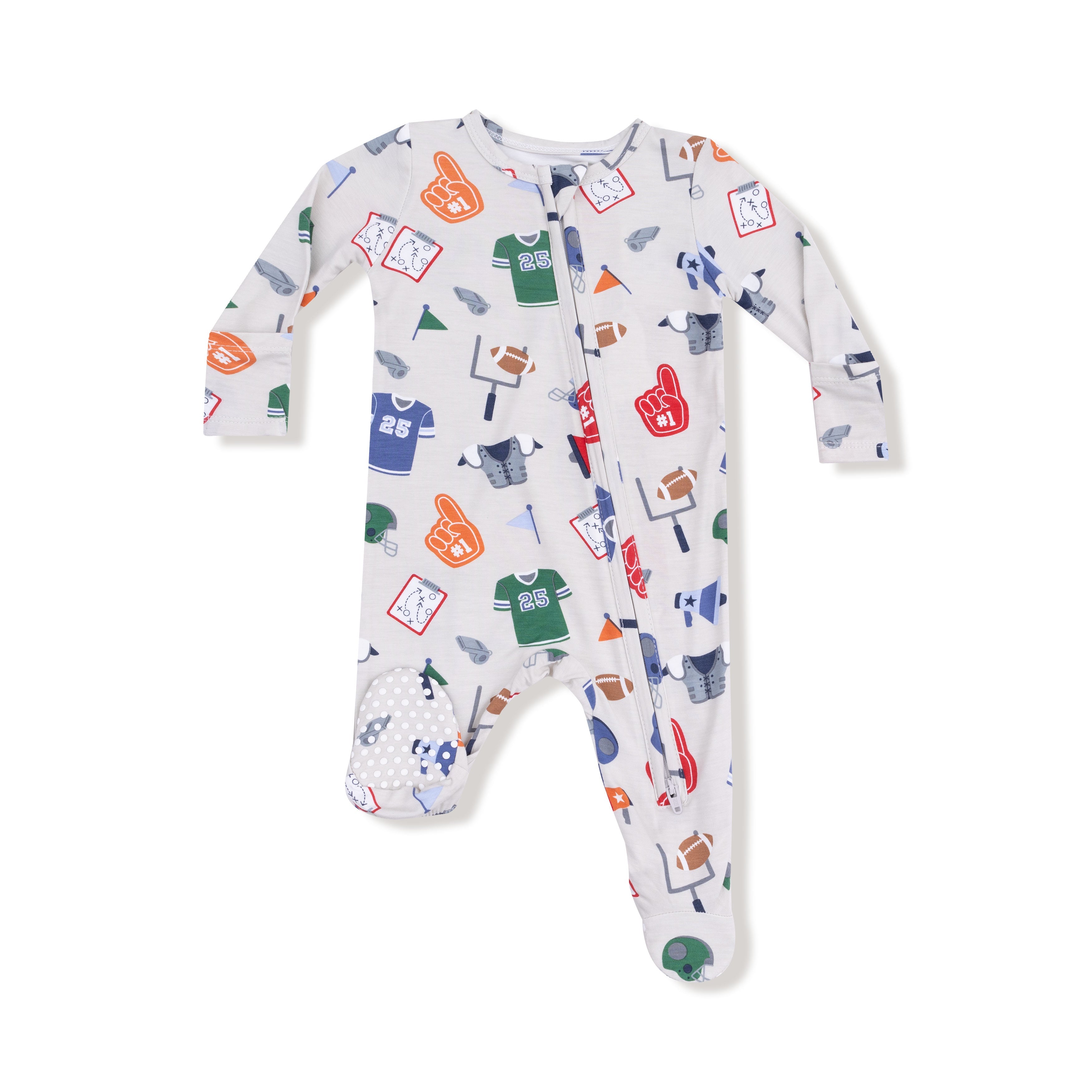 Game Day - Grey - 2 Way Zipper Footie