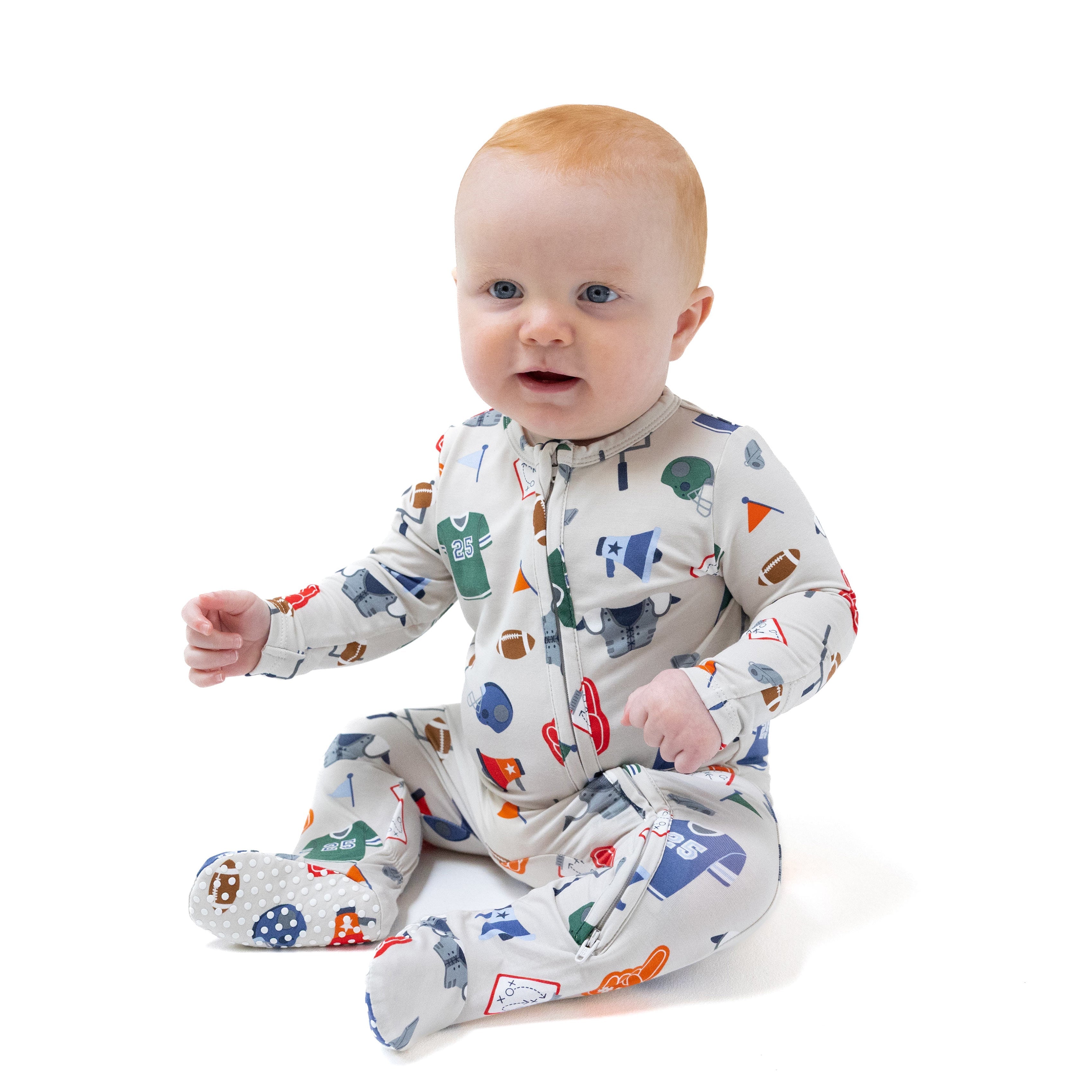 Game Day - Grey - 2 Way Zipper Footie